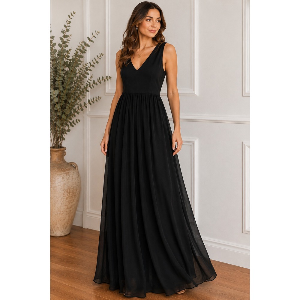 Torrid Size 26 Black Chiffon Maxi Dress NWT V Neck Gothic Witchy Halloween Chic